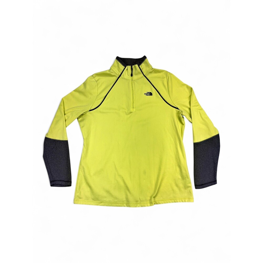 The North Face Women's 1/4 Zip Pullover Top XL Lime/Gray